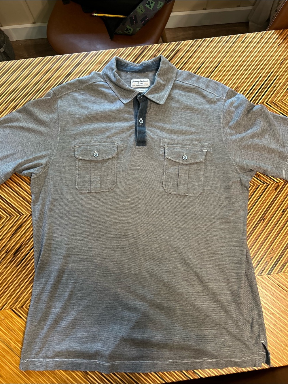 Tommy Bahama Men's Heather Gray Polo with Dual Chest Pockets